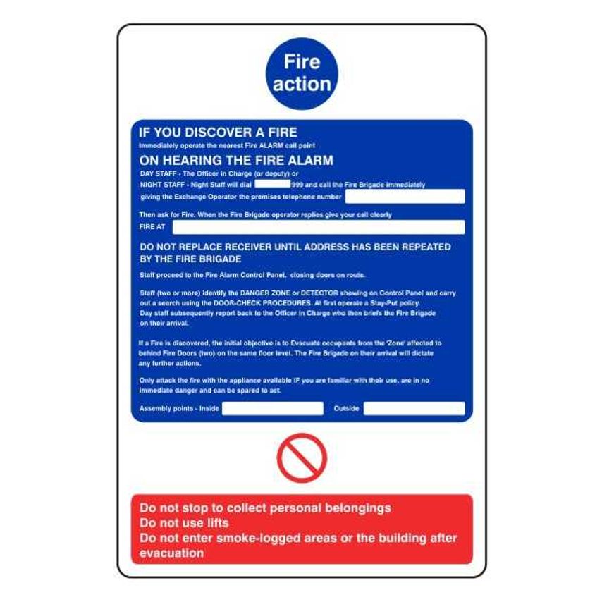 Lasting Impressions Fire Action (Nursing Home - Write-on with Phone No., Locatio