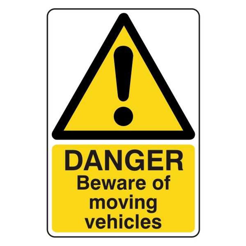 Lasting Impressions Danger - Beware of Moving Vehicles Sign Label