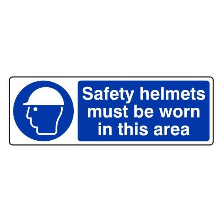 Lasting Impressions Safety Helmets Must Be Worn in This Area Sign Label