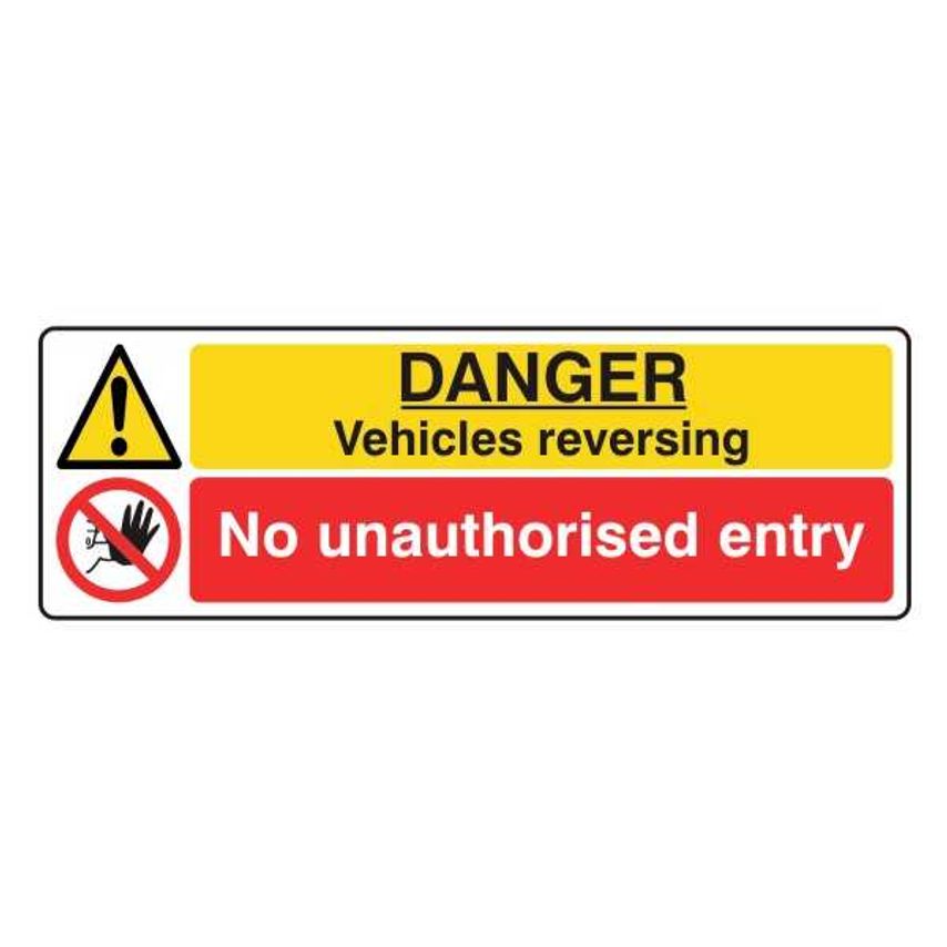 Lasting Impressions Danger - Vehicles Reversing - No Unauthorised Entry Sign Lab