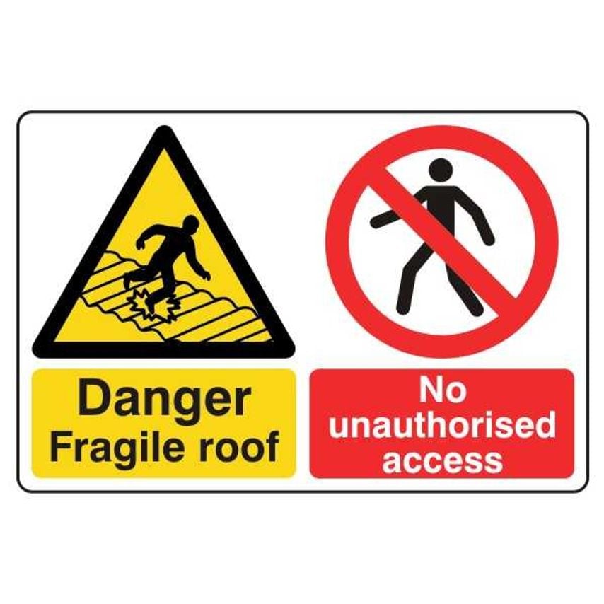 Lasting Impressions Danger - Fragile Roof - No Unauthorised Access Sign Label