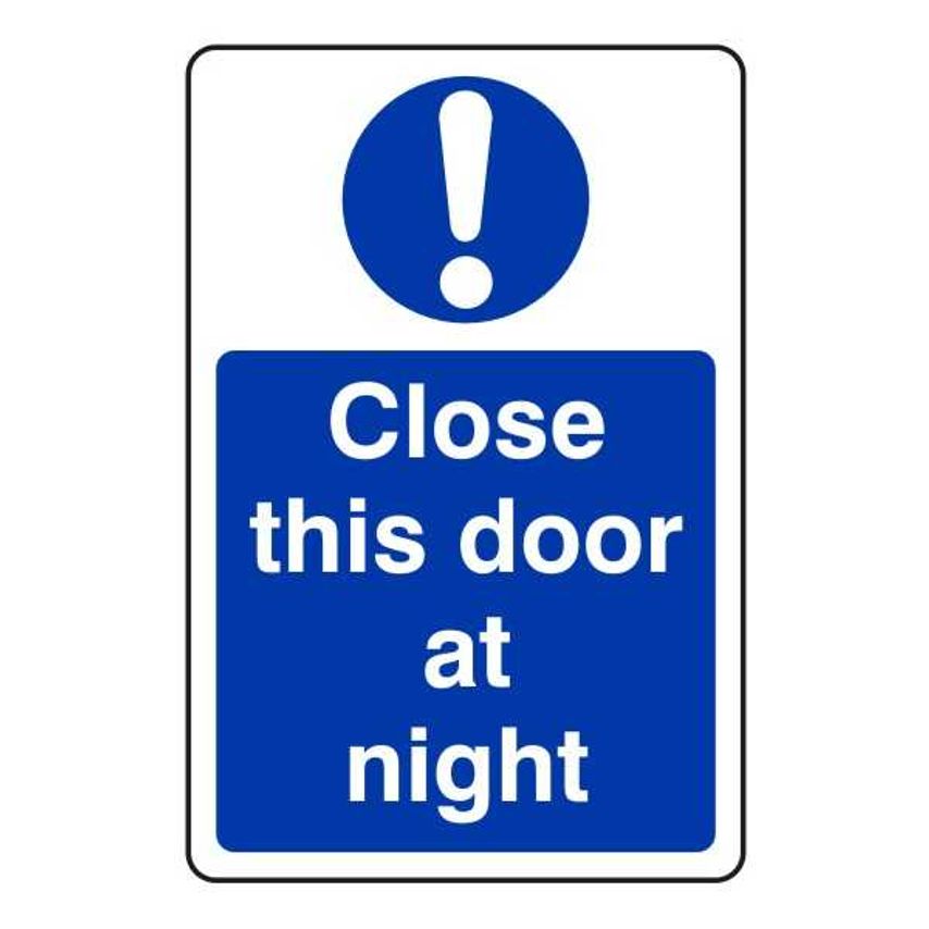 Lasting Impressions Close This Door AT Night Sign Label
