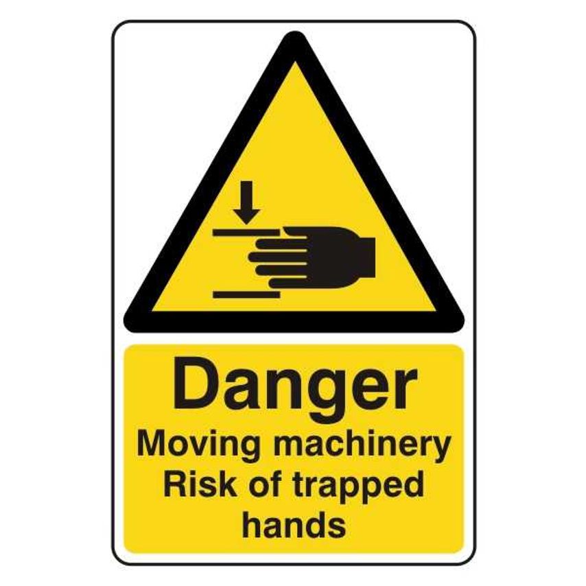 Lasting Impressions Danger - Moving Machinery - Risk of Trapped Hands Sign Label