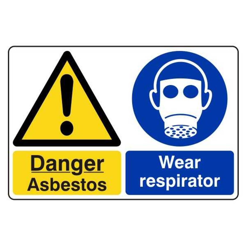 Lasting Impressions Danger - Asbestos - Wear Respirator Sign Label