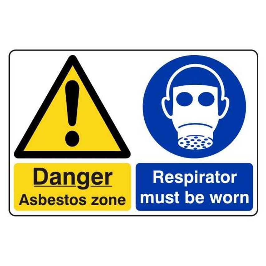 Lasting Impressions Danger - Asbestos Zone - Respirator Must Be Worn Sign Label