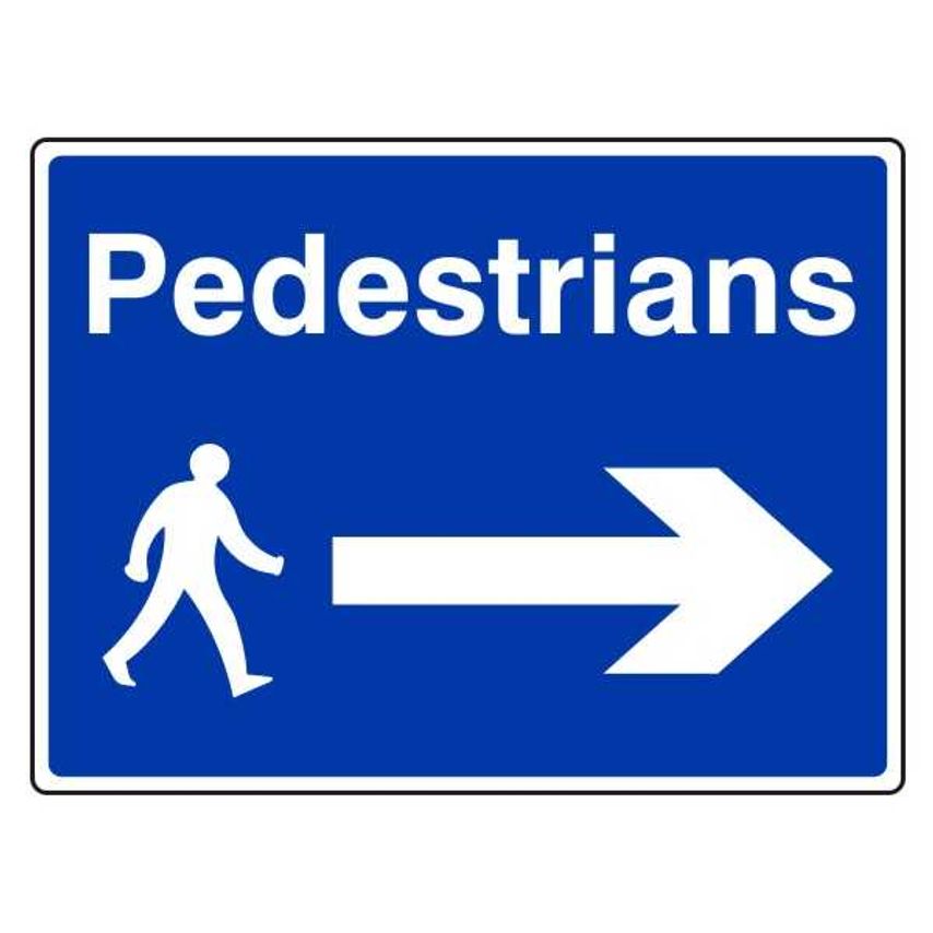 Lasting Impressions Pedestrians (Walking Man Right, Right Arrow) Sign Label
