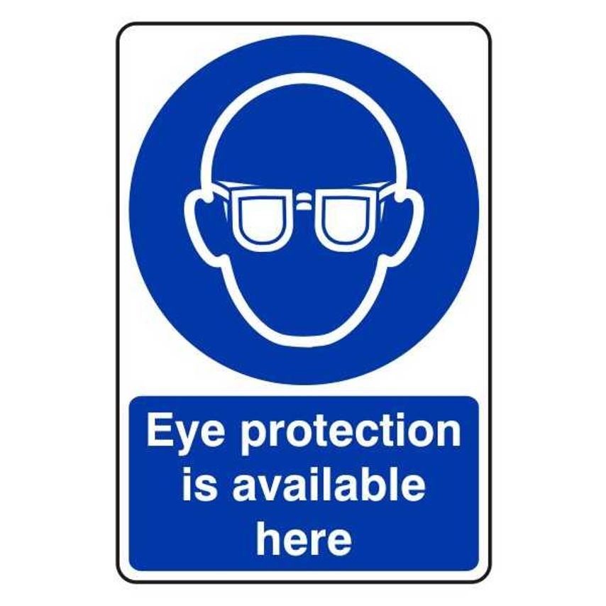 Lasting Impressions Eye Protection is Available Here Sign Label