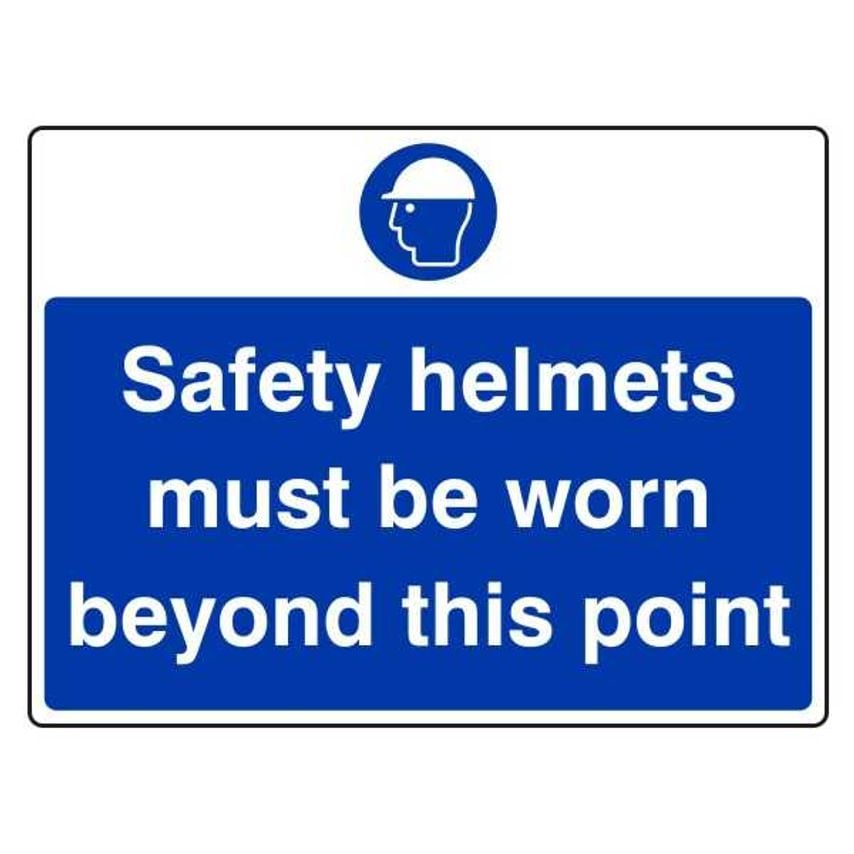 Lasting Impressions Safety Helmets Must Be Worn Beyond This Point Sign Label