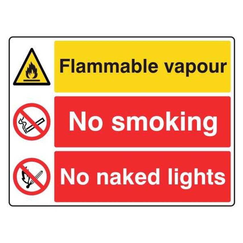 Lasting Impressions Flammable Vapour - No Smoking - No Naked Lights Sign Label