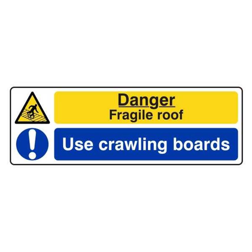 Lasting Impressions Danger Fragile Roof Use Crawling Boards Sign Label
