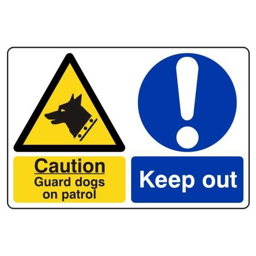 Lasting Impressions Caution - Guard Dogs on Patrol - Keep Out Sign Label