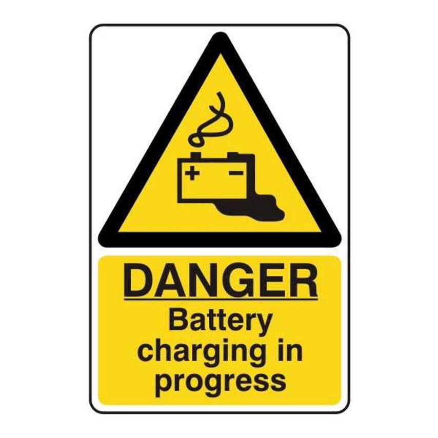 Lasting Impressions Danger - Battery Charging in Progress Sign Label