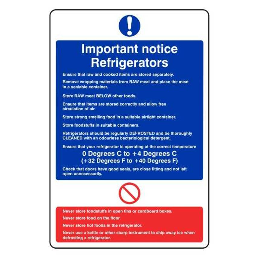 Lasting Impressions Important Notice - Refrigerators Sign Label