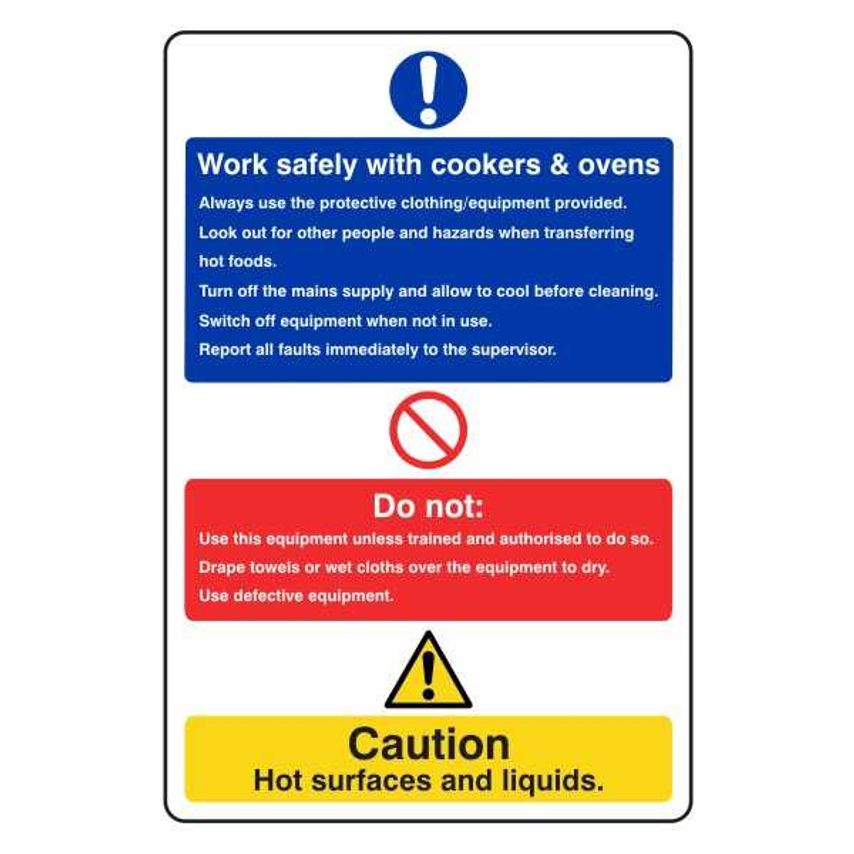 Lasting Impressions Work Safely with Cookers & Ovens Sign Label