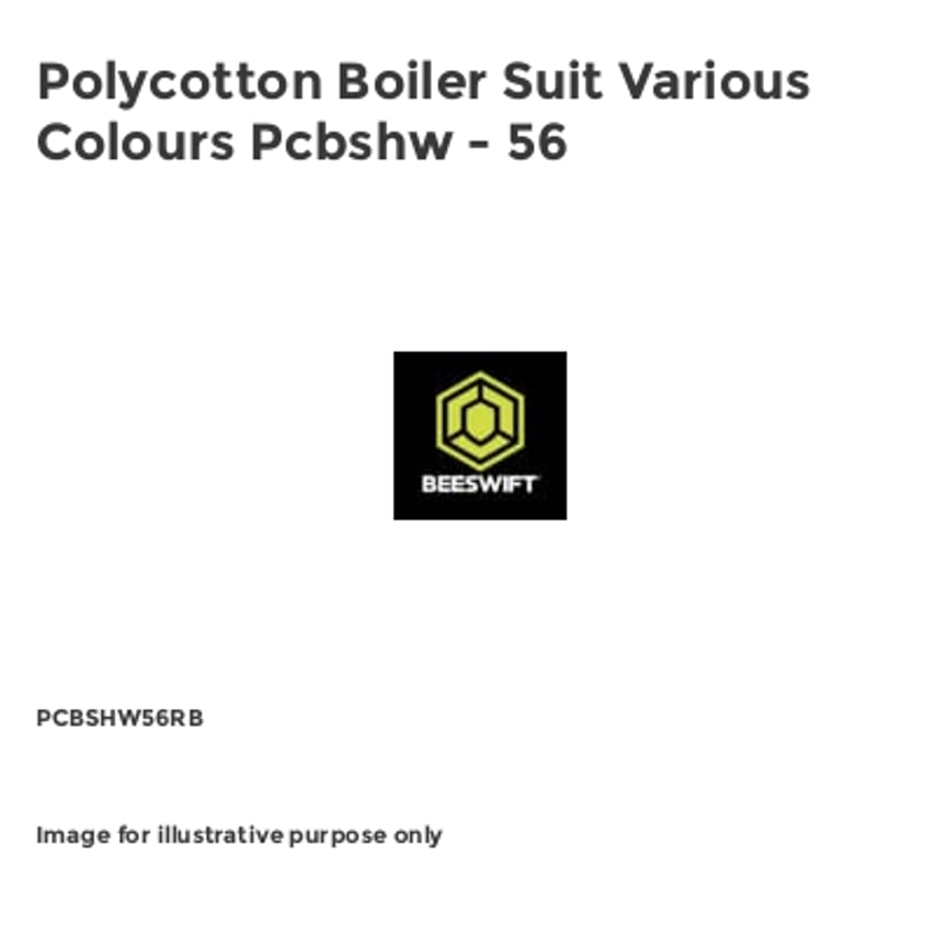 Beeswift Polycotton Boiler Suit Various Colours Pcbshw - 56