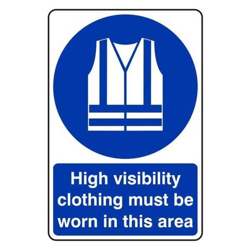 High Visibility Clothing Must Be Worn in This Area Sign Label