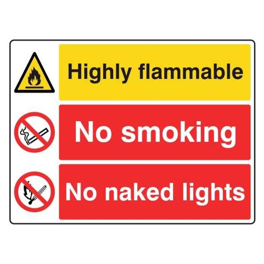 Lasting Impressions Highly Flammable - No Smoking - No Naked Lights Sign Label
