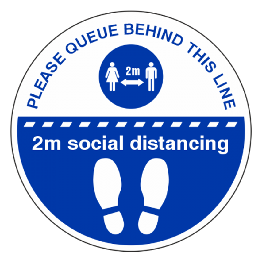 Lasting Impressions Please Queue Behind This Line Floor Sticker 300 x 300 Sign L