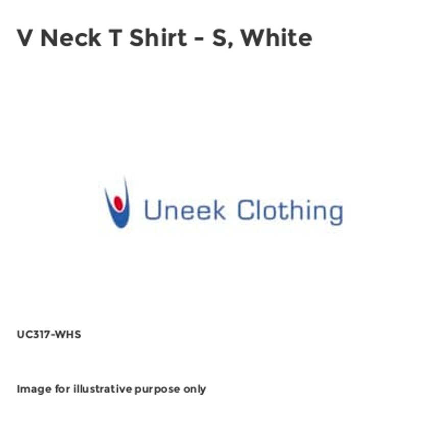 Uneek V Neck T Shirt - S, White