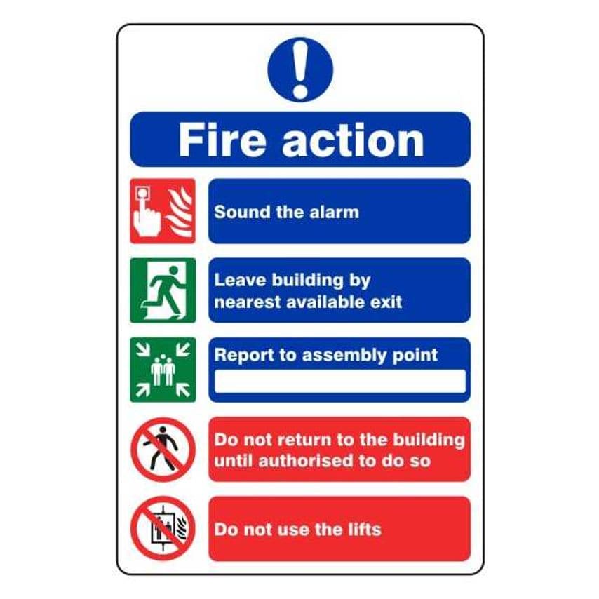 Lasting Impressions Fire Action (Write-on, Do Not Use The Lifts) Sign Label