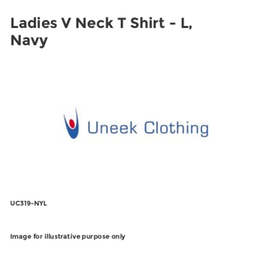 Uneek Ladies V Neck T Shirt - L, Navy