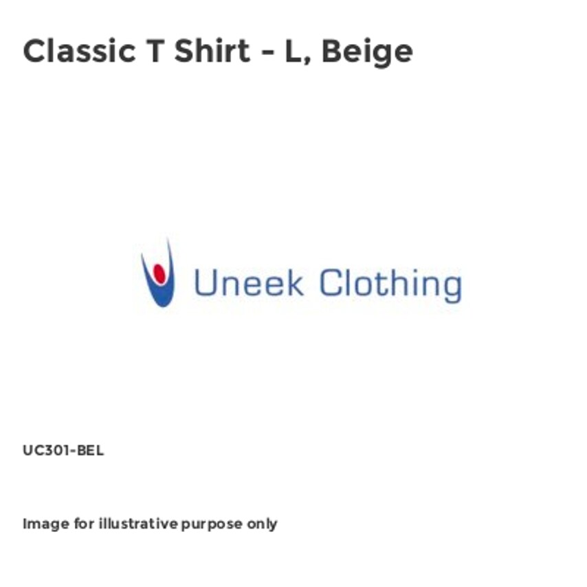 Uneek Classic T Shirt - L, Beige