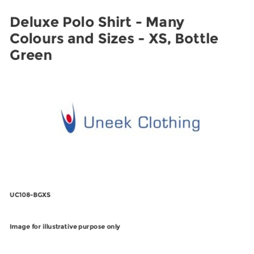Uneek Deluxe Polo Shirt - Many Colours and Sizes - XS, Bottle Green