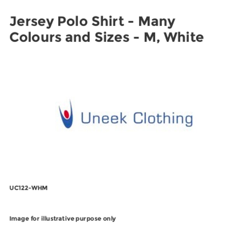 Uneek Jersey Polo Shirt - Many Colours and Sizes - M, White