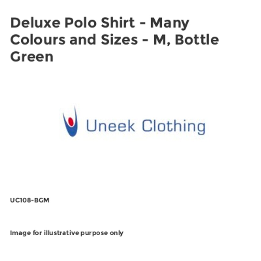 Uneek Deluxe Polo Shirt - Many Colours and Sizes - M, Bottle Green