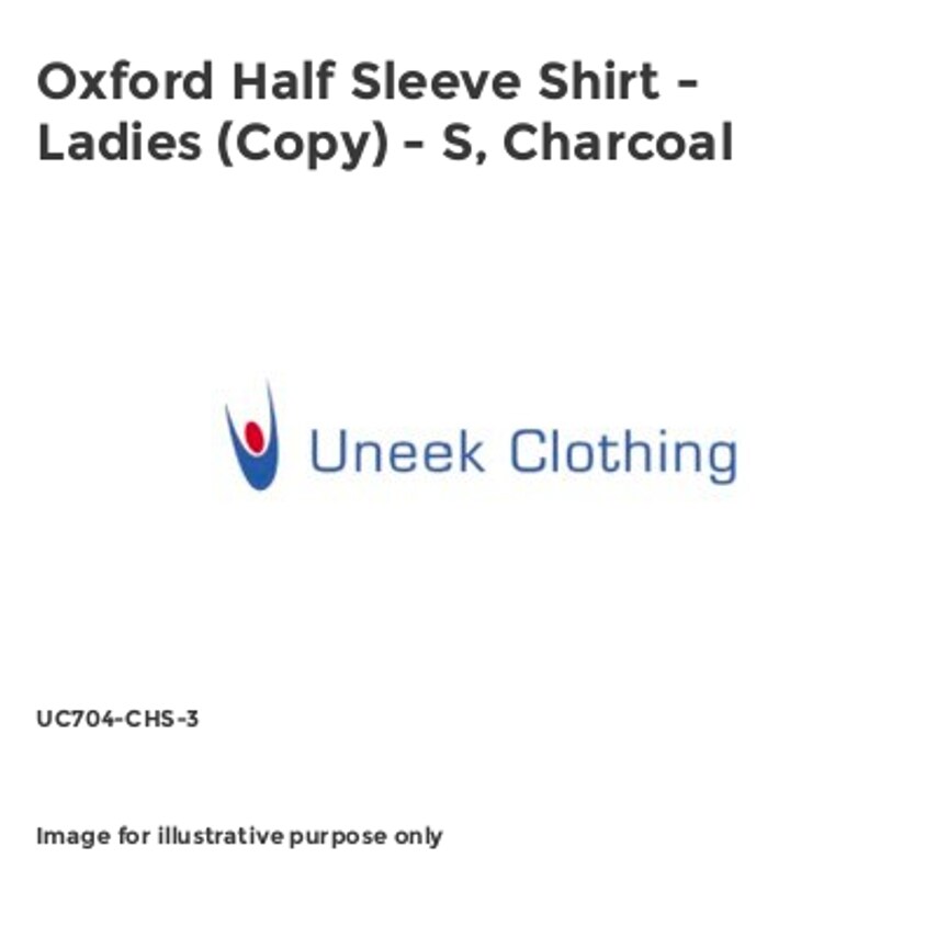 Uneek Oxford Half Sleeve Shirt - Ladies (Copy) - S, Charcoal