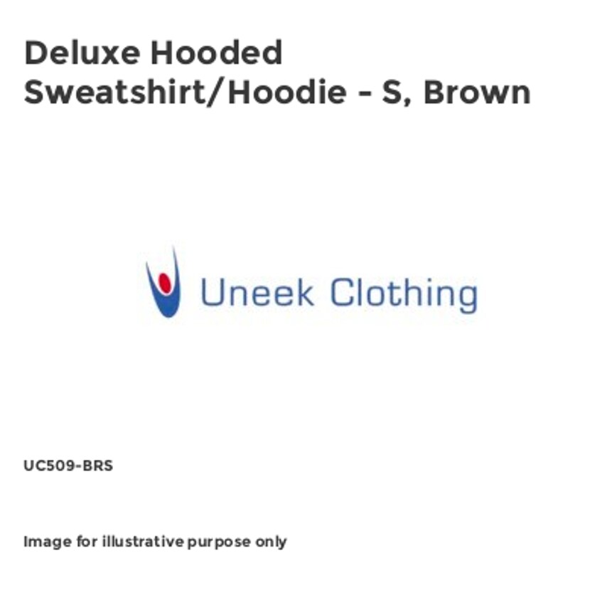 Uneek Deluxe Hooded Sweatshirt/Hoodie - S, Brown