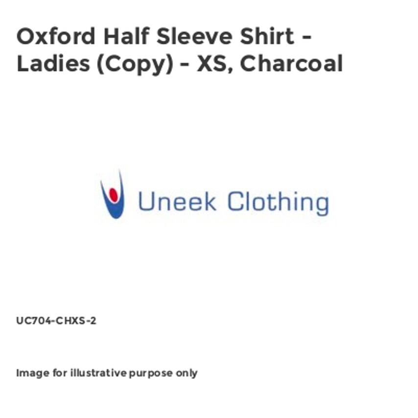 Uneek Oxford Half Sleeve Shirt - Ladies (Copy) - XS, Charcoal