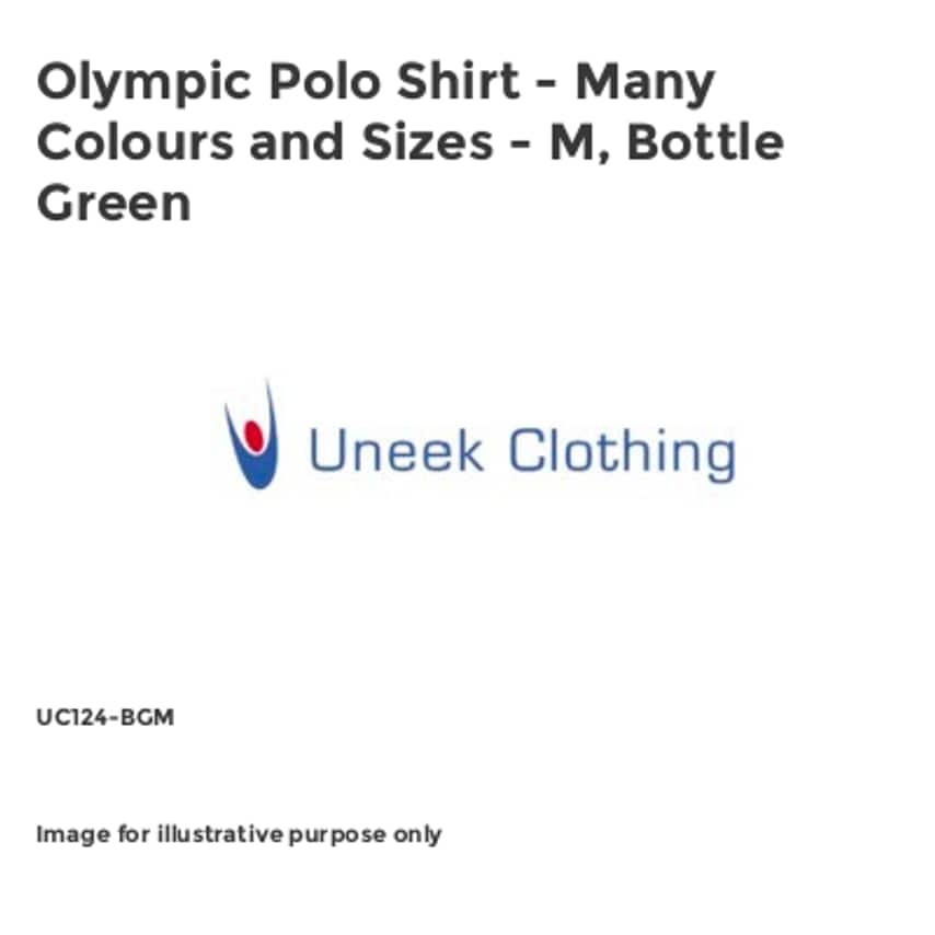 Uneek Olympic Polo Shirt - Many Colours and Sizes - M, Bottle Green