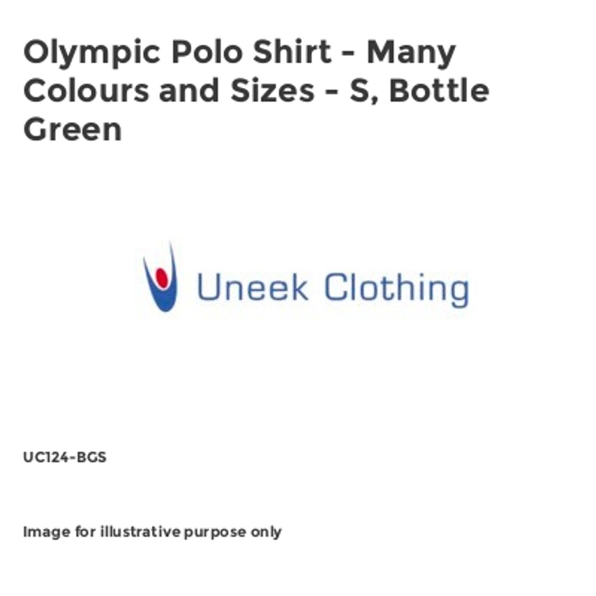 Uneek Olympic Polo Shirt - Many Colours and Sizes - S, Bottle Green
