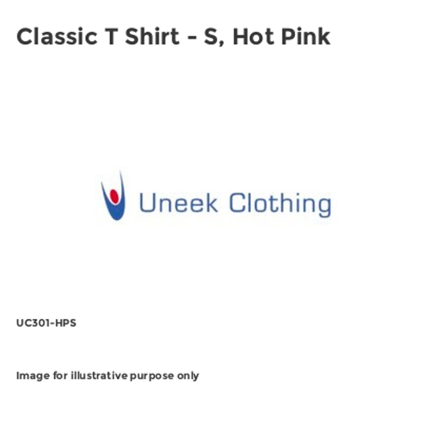 Uneek Classic T Shirt - S, Hot Pink