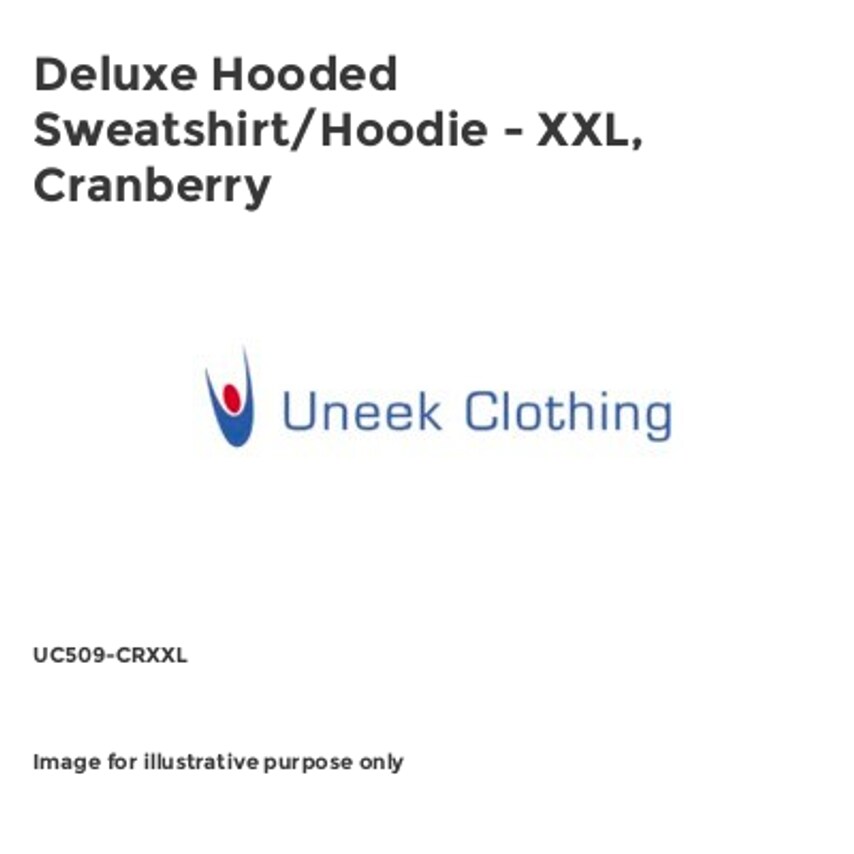 Uneek Deluxe Hooded Sweatshirt/Hoodie - XXL, Cranberry