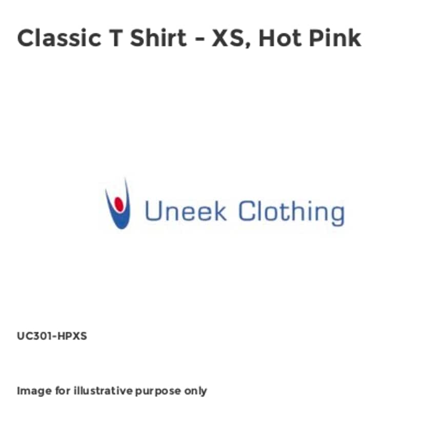 Uneek Classic T Shirt - XS, Hot Pink