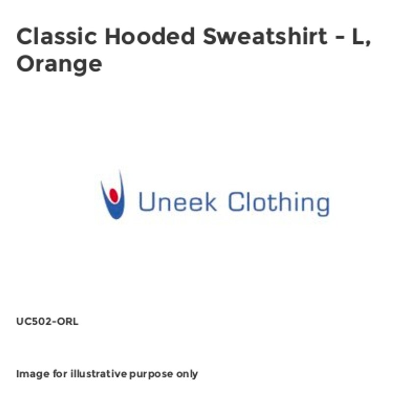 Uneek Classic Hooded Sweatshirt - L, Orange
