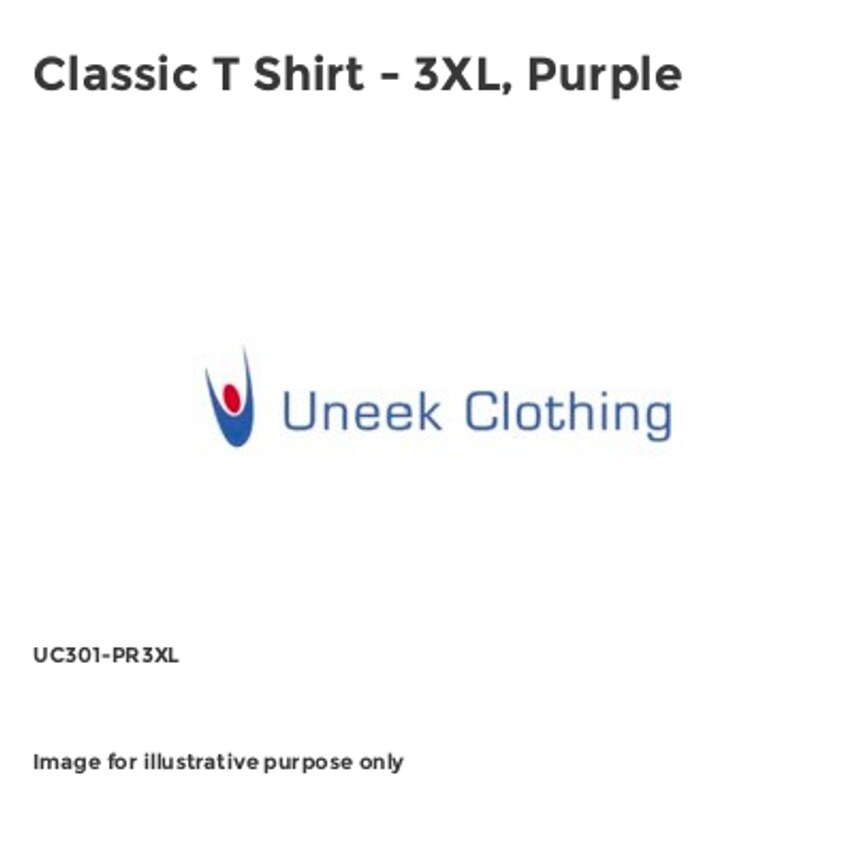 Uneek Classic T Shirt - 3XL, Purple