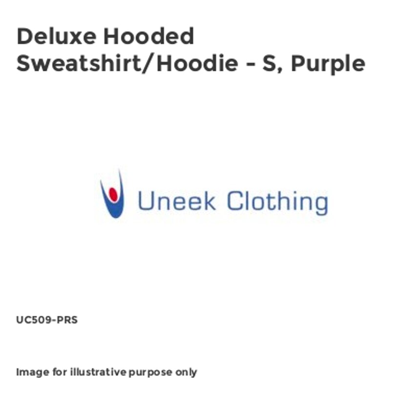 Uneek Deluxe Hooded Sweatshirt/Hoodie - S, Purple