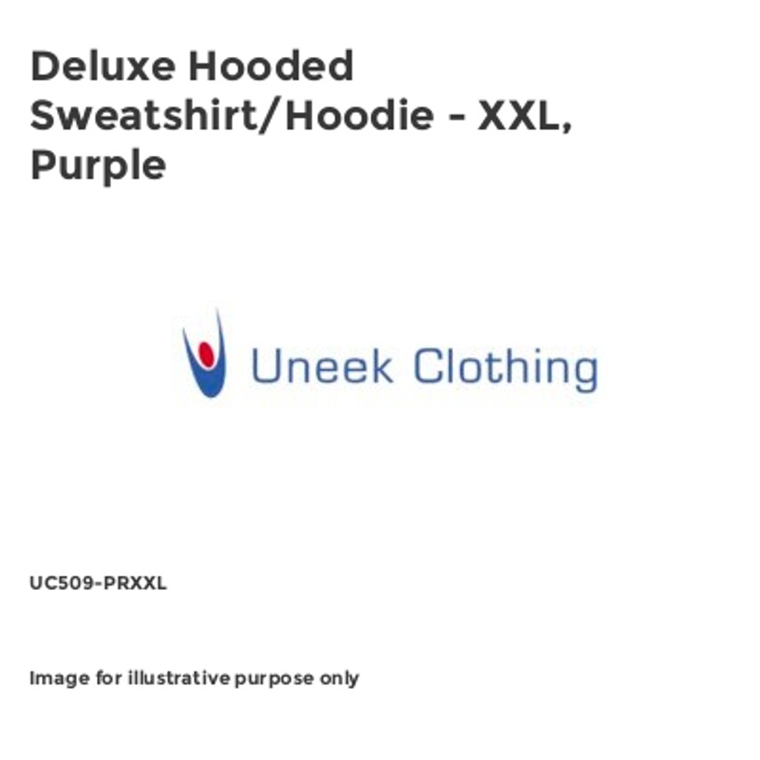 Uneek Deluxe Hooded Sweatshirt/Hoodie - XXL, Purple