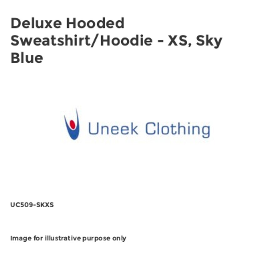 Uneek Deluxe Hooded Sweatshirt/Hoodie - XS, Sky Blue