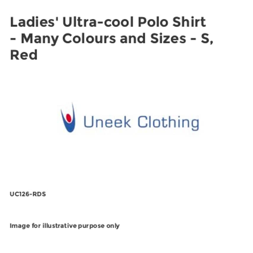 Uneek Ladies' Ultra-cool Polo Shirt - Many Colours and Sizes - S, Red