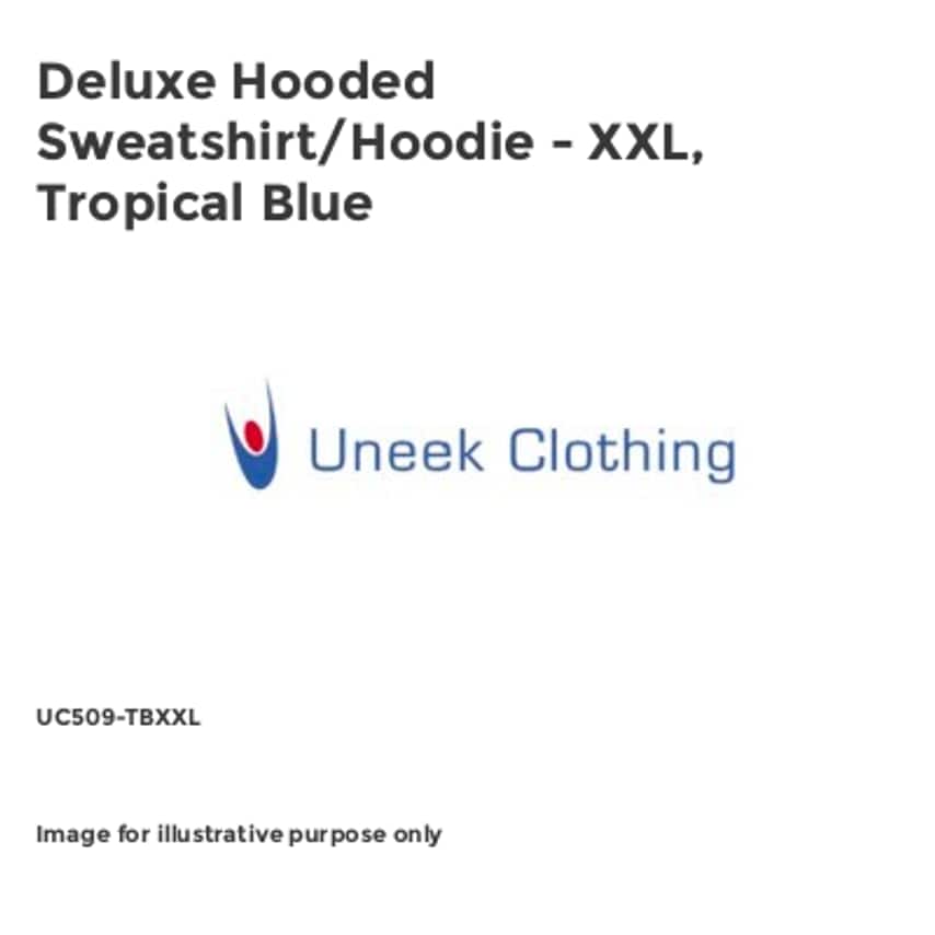 Uneek Deluxe Hooded Sweatshirt/Hoodie - XXL, Tropical Blue