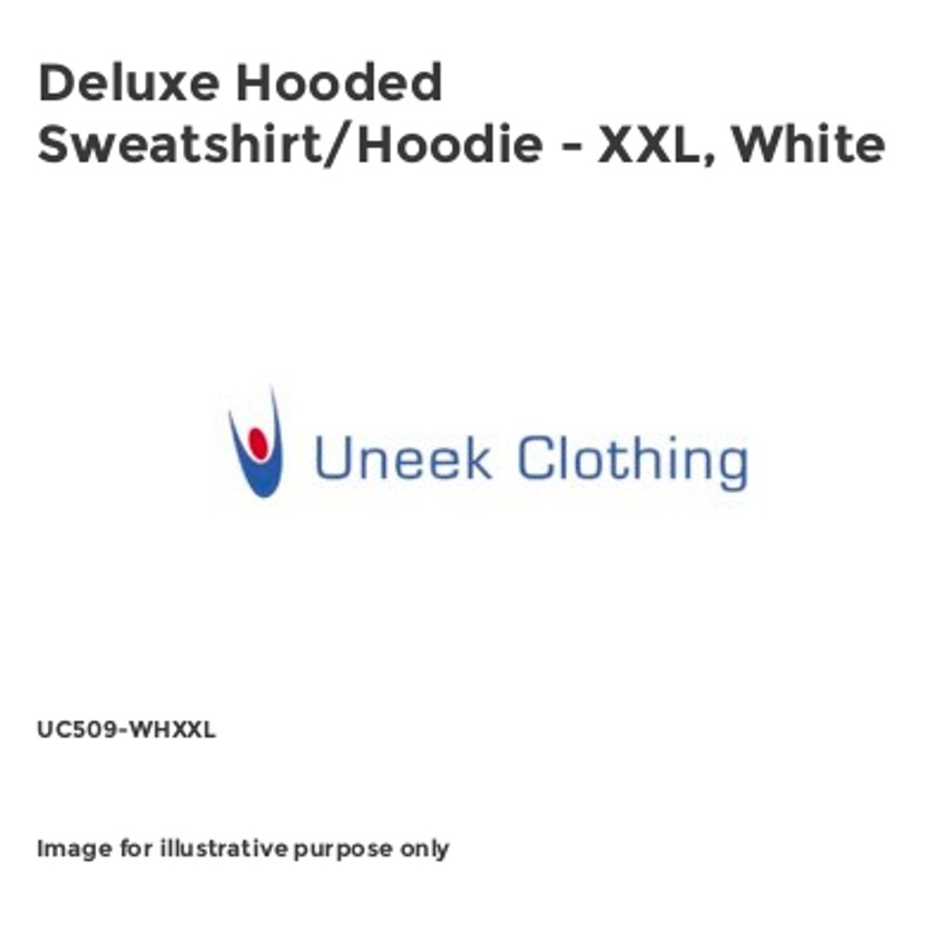 Uneek Deluxe Hooded Sweatshirt/Hoodie - XXL, White