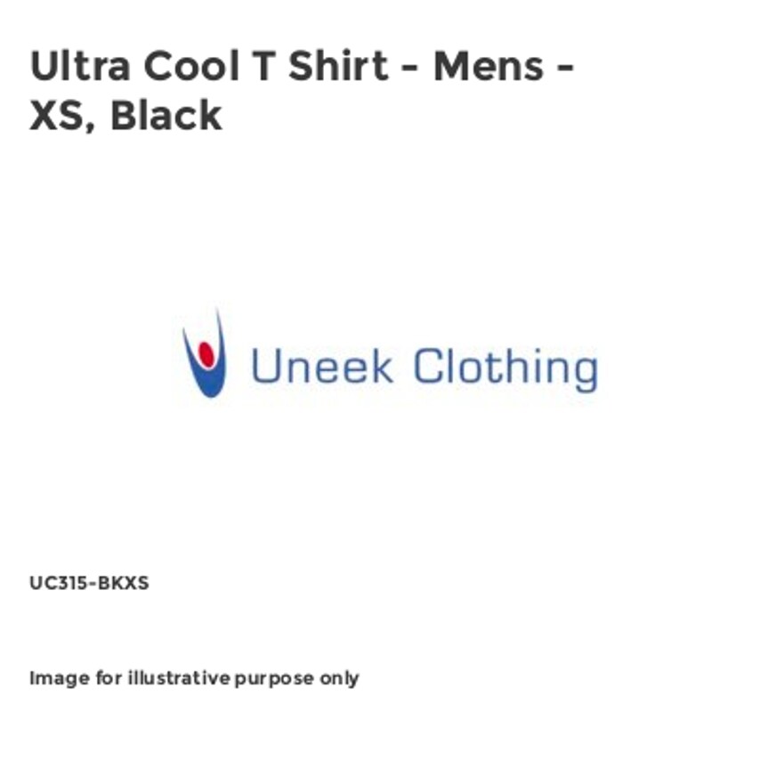 Uneek Ultra Cool T Shirt - Mens - XS, Black