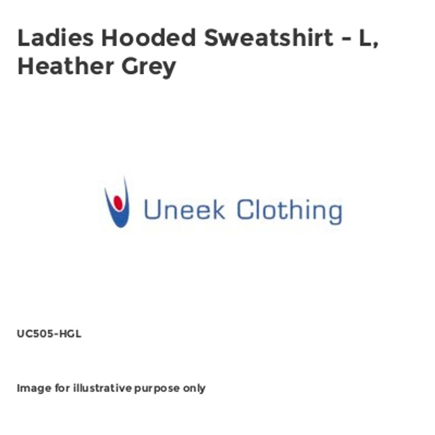 Uneek Ladies Hooded Sweatshirt - L, Heather Grey