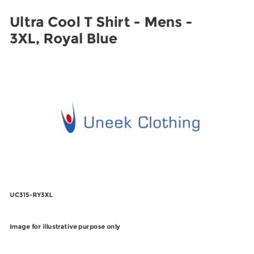 Uneek Ultra Cool T Shirt - Mens - 3XL, Royal Blue