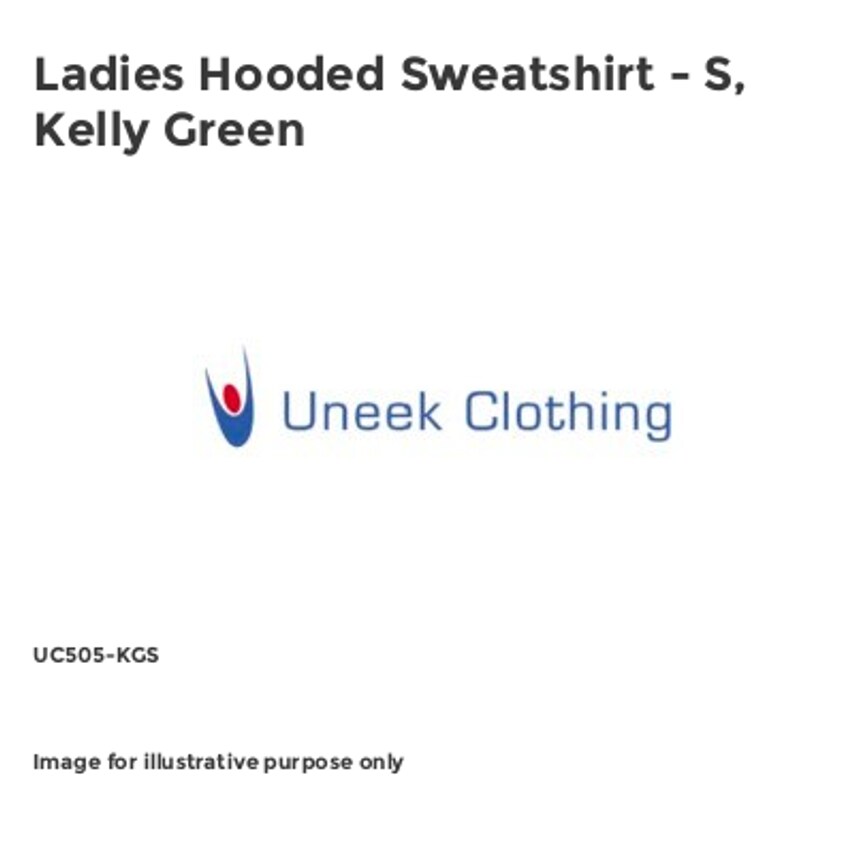 Uneek Ladies Hooded Sweatshirt - S, Kelly Green