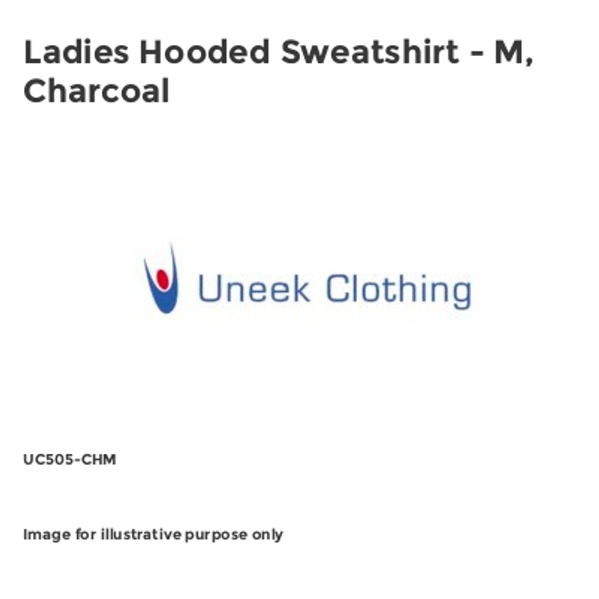 Uneek Ladies Hooded Sweatshirt - M, Charcoal